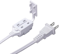 6-Foot 2-Prong Indoor Outlet Extension Cord with Tamper Guard CTCORD6FT-WH - $11.54