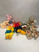 Lot 10 Stuffed animals puppets carrot bunnies bears small tall - £22.25 GBP