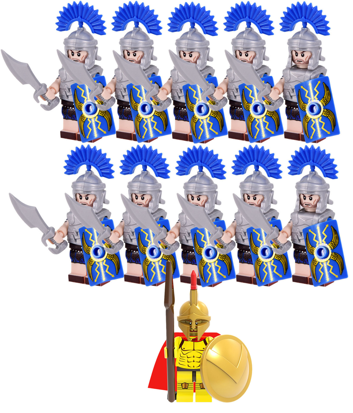 Ancient Roman Centurions (Blue) & Centurion 11 Custom Minifigures for Collectors