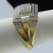3CT Rund Schliff Zirkonia Diamant Haufen Verlobung Ring 14K Gelbgold Finish - £89.73 GBP