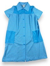 Vtg 1970’s Sears Fashions Blue Gingham Checkered Button Down House Coat ... - £17.48 GBP