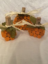 New Handmade Cork Orange Pumpkin Set Of 3 Fall Decor Fall Props - £23.16 GBP