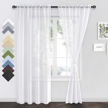 Jiuzhen White Sheer Curtains 84 Inches Long, Rod Pocket And Back Tab, 52W X 84L - £23.99 GBP