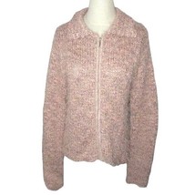 VTG Krochetta by Papillon Eyelash Crochet Dual Zip Collared Sweater Jacket Mediu - £13.93 GBP