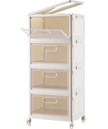 4 Tier Stackable Storage Bins, Storage Containers With Wheels Clear, Dorm - $77.99