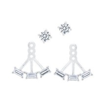 Authentic Crislu Baguette Earring Jackets, Sterling Platinum - £59.63 GBP