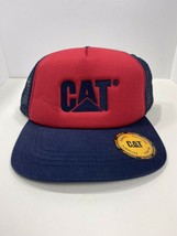 Caterpillar Equipment Blue Red Embroidered Trucker Mesh Snapback Cap CAT... - £12.78 GBP