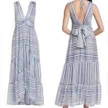 Misa Los Angeles -Dominika Blue &amp; White Striped Gauzy lined Dress Size XL - £166.18 GBP