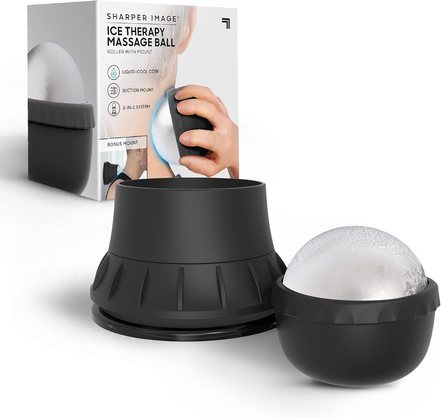 Sharper Image Ice Therapy Massage Ball with Suction Wall Mount, Liquid-Cool Core - £23.73 GBP