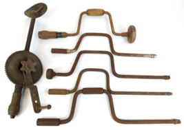 Vintage Auger Hand Brace Drills Crank Tool Lot Rustic Decor Industrial S... - $49.49