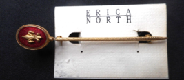 Erica North Fleur De Lis Stick Lapel Pin Red Enamel Family Crest Renaiss... - $39.59