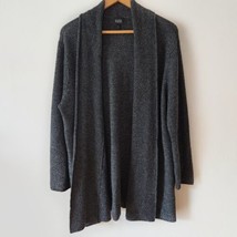Eileen Fisher 100% Merino Wool Gray Marbled Open Front Cardigan Sweater ... - £63.39 GBP
