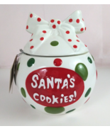 NWT Real Home Earthenware Santa&#39;s Cookies! Christmas Sealing Lid Cookie Jar - $34.14 CAD