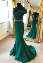 Dark Green Mermaid Prom Dress Off the Shoulder Floor Length Women Evenin... - £118.07 GBP