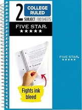 Five Star Small Spiral Notebook, 2 Subject , 9 1/2&quot; x 6 5/8&quot; - Teal Blue - $73.58 MXN