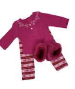 American Girl Fair Isle Thermal Pajamas Set &amp; Slipper Boots Retired - £16.86 GBP