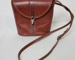 Italy Vera Pelle Small Cognac Brown Leather Cross Body Purse 7x6x3 Adjus... - $19.79