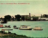 Vtg 1910s Cartolina - Vista Su Sacramento Fiume, California Paddleboats - $15.31