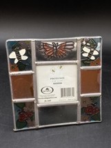Stained Glass Picture Frame Butterfly Lady Bug Dragonfly 2.25” X 2.25” Photo - £15.81 GBP