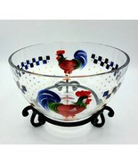 Lenox Hand Painted Clear Glass Rooster Bowl w Stand Signed Suzanne Clee ... - £27.68 GBP