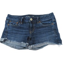 AMERICAN EAGLE Stretch cut-off cuffed jean shorts Size 2 - £13.76 GBP