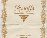 Rosoff&#39;s Dinner Menu Summer Street Boston Massachusetts 1936 - $37.62