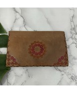 Vintage Hand Tooled Leather Wallet Brown Red Floral Western Bi Fold Enve... - $27.06 CAD