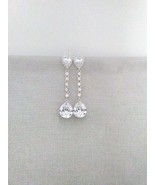 Bridal earrings. Cubic zirconia teardrop drop rhodium post earrings. App... - $76.00