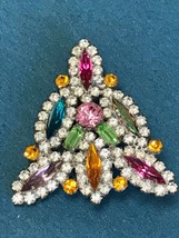 Estate Tiny White Round Rimmed Colorful Thin Marquis Czech Rhinestones Christmas - £34.40 GBP