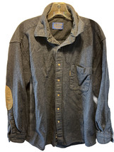Pendleton Men’s L Solid Blue Long Sleeve Button Down Thick Wool Flannel Shirt - £38.91 GBP