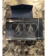 solid glass 2&quot; x 3&quot; 3-D etched glass paperweight - $16.26 CAD