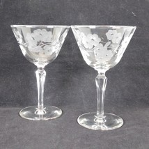 Set of 2 Libbey Glass Glenmore Etched Champagne Tall Sherbet 6 in tall V... - £11.42 GBP