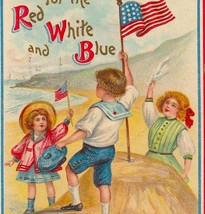 Three Cheers for the Red, White &amp; Blue, Children Antique Independence Postcard - £9.49 GBP