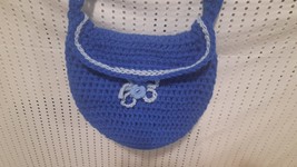 2 Tone Blue Hand Crochet Shoulder Bag with Back phone pocket  - Handmade - $12.99