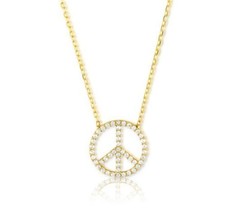 NWT $60 Giani Bernini 18kt Gold over Sterling Silver CZ Peace Sign Necklace - £23.11 GBP