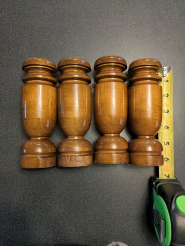 NOS NEW set of 4 Dark Satin 6" wooden mid century furniture legs