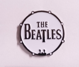 The Beatles~Rock &amp; Roll~Enamel PIN~1&quot; Round~Black on WHITE~Collectible - $144.02 MXN