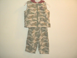 Babyworks Infants Boys Size 6-9 Months Puffer Vest &amp; Pants Olive Green Camo - £9.55 GBP