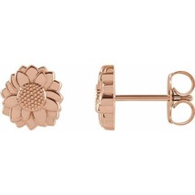 14k Rose Gold Petite Sunflower Stud Earrings - £315.24 GBP