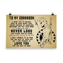 Spartan Warrior Poster Gift for Grandson Never Lose Inspiration Quotes Poster - £20.25 GBP+