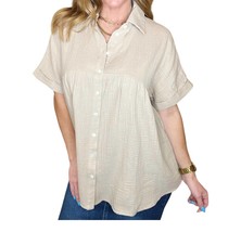 Andree By Unit gauze babydoll blouse in Taupe - size S - £23.80 GBP