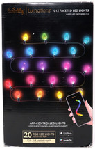 TWINKLY LUMATIONS C12 FACETED LED LIGHTS 20CT RGB APP CONTROLLED 15.8&#39; -... - £59.91 GBP
