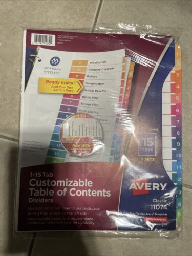 Avery 15-Tab Dividers for 3 Ring Binders, Customizable Table of Contents - $4.99