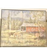Vintage Covered Bridge With Drink Cola Print 16&quot; x 20&quot; with glass front ... - $20.50 CAD