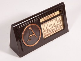 Vintage Perpetual Calendar - Embossed Copper Letter &quot;A&quot; on Dark Metal - ... - £41.11 GBP