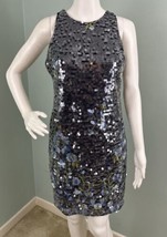 NWOT Women&#39;s Aidan Mattox Sleeveless Floral Print Clear Sequin Sheath Dress Sz 4 - £50.59 GBP