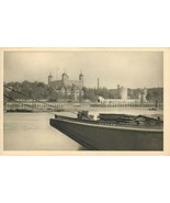 Sepia Postcard England J024 Real Photo Tower of London View South Bank o... - $12.91 CAD