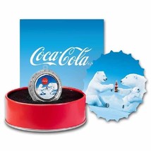 (2) Coca Cola Polar Bear Bottle Cap Ornament 2023 $1 6 Gram Pure Silver Coins - £101.71 GBP