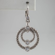Judith Ripka Sterling Silver Double-Circle Drop EARRING w/ CZ SINGLE EAR... - $183.26 CAD