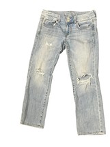 American Eagle Womens Jeans Artist Crop Low-Rise Distressed Light Wash D... - $19.79